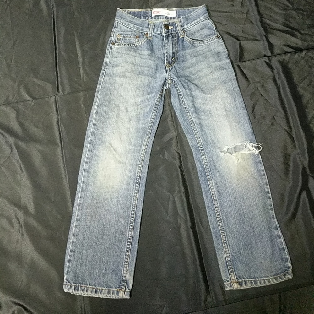 Boys Levi's 505 Straight leg slim distressed jeans